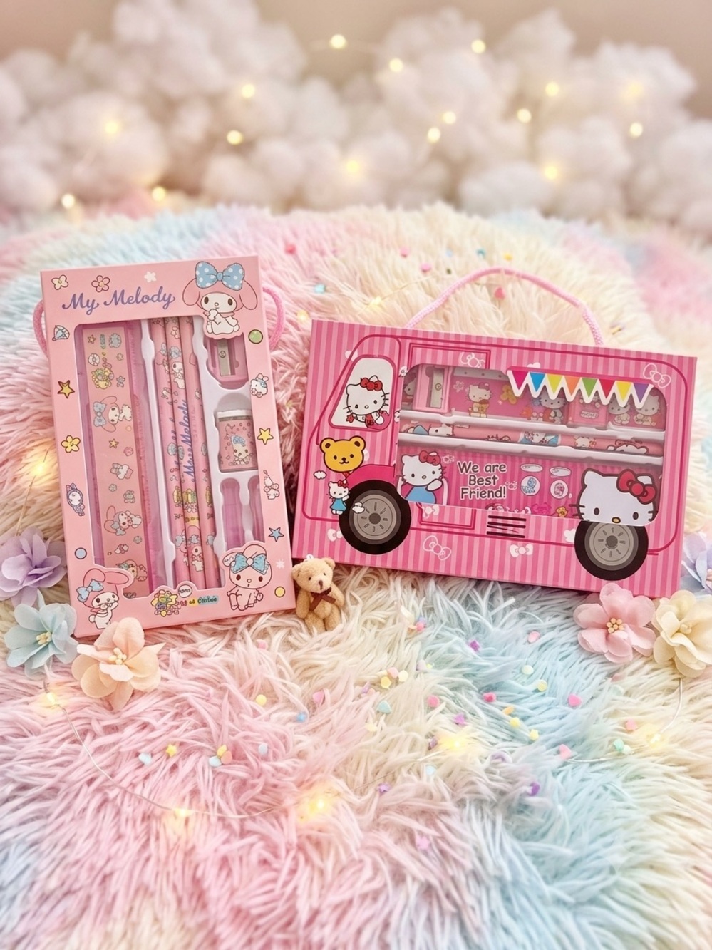 Sanrio Pink My Melody & Hello Kitty Kids Stationery Set